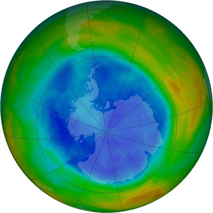 Antarctic ozone map for 05 September 1989